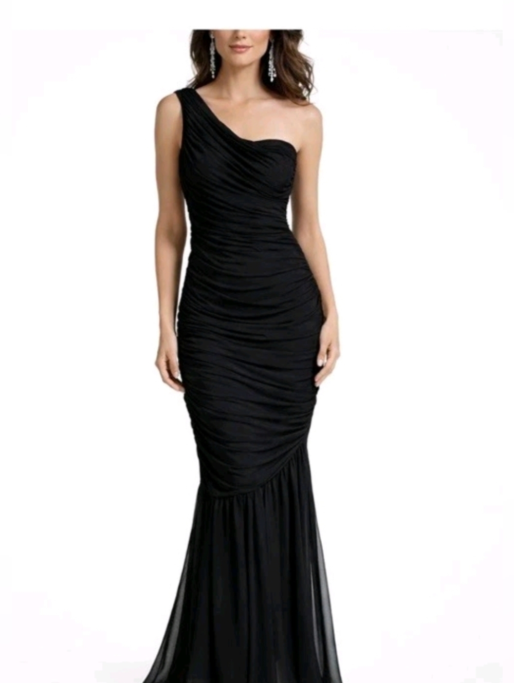 NWT/Cameo Black One Shoulder Ruched Maxi Dress Bodycon Evening Formal M